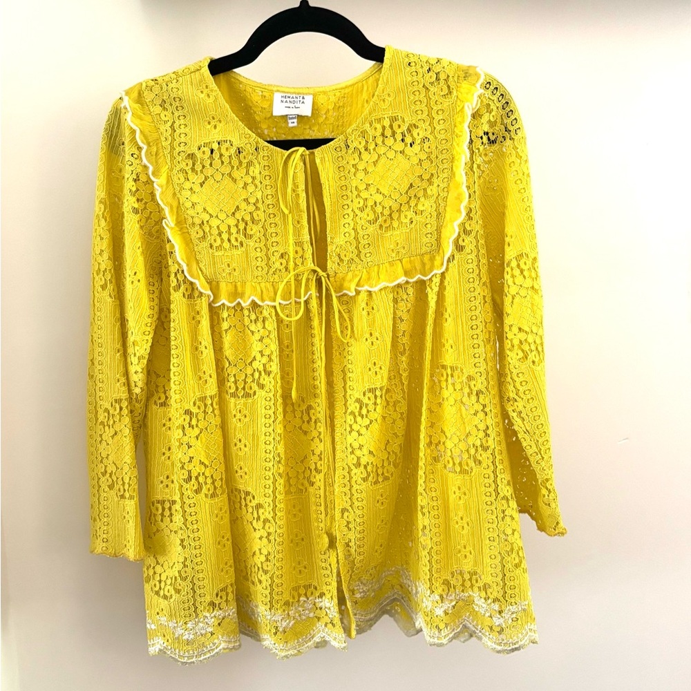 Hemant & Nandita yellow lace top